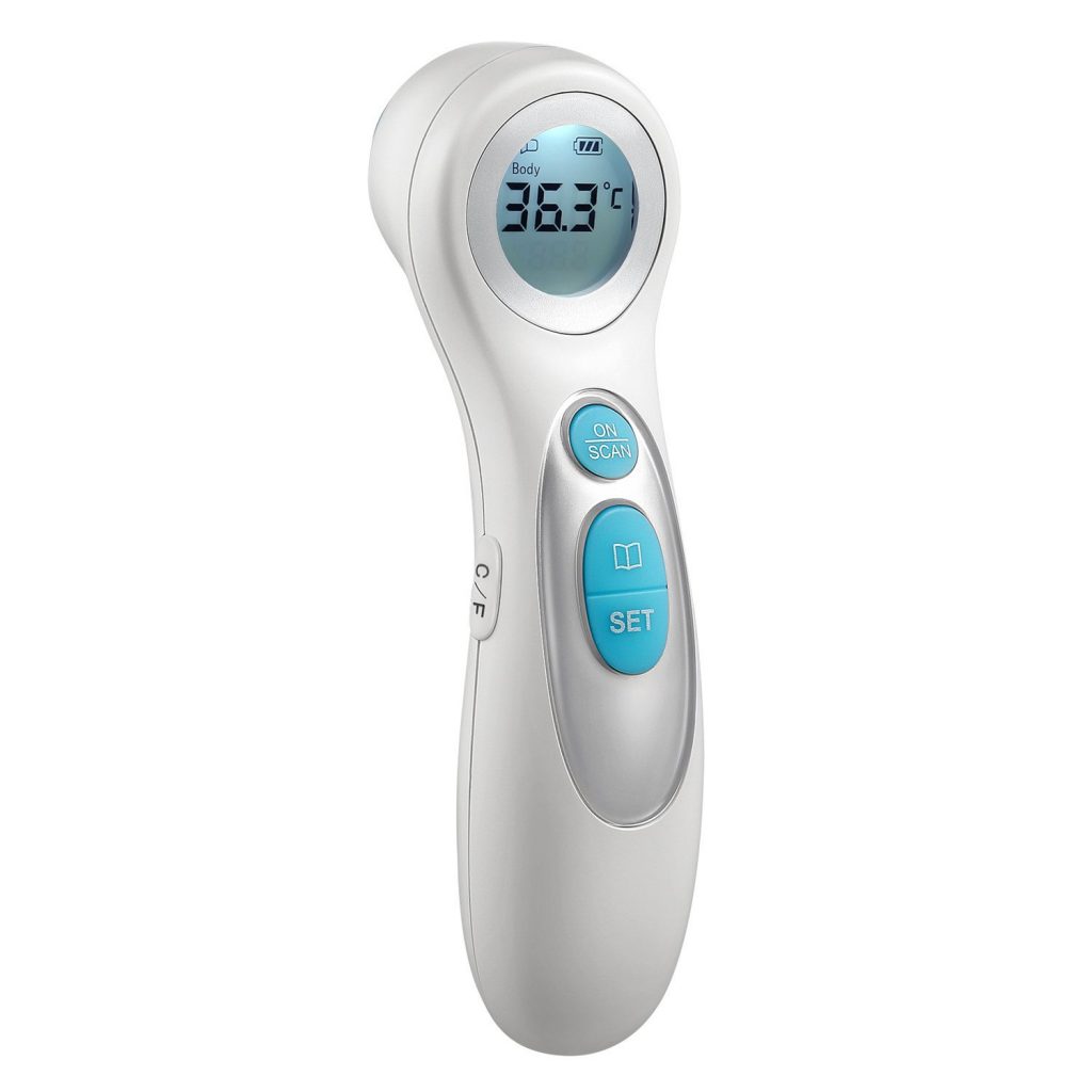 Thermomètre Frontal Infrarouge Alecto BC-37 - Mémorise 20 Dernières Mesures, Haute Précision, Blanc