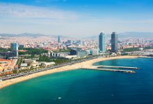 Aerial View Of Barcelona From Mediterranean